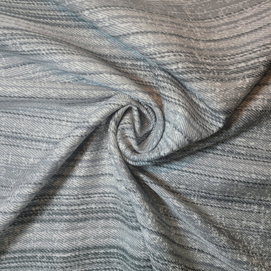 Silver Grey Tweed Stripe Fabric Medium Weight Curtain Soft Furnishing Fabric 58" By Meter