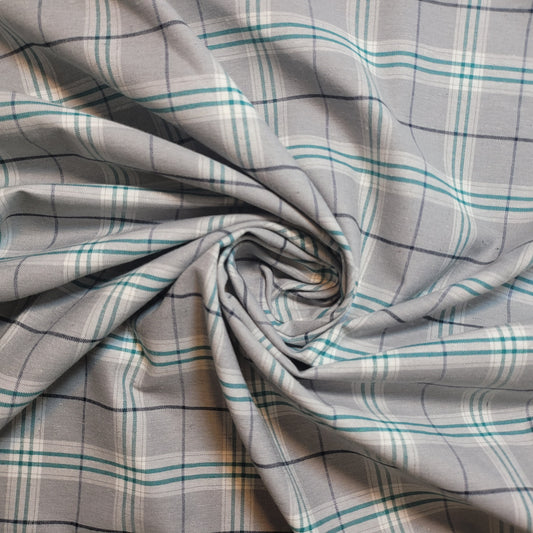 Silber Jade 100 % Baumwolle Tartan Check Plaid / Streifen Kleid Stoff Handwerk Quilting Material 58" pro Meter