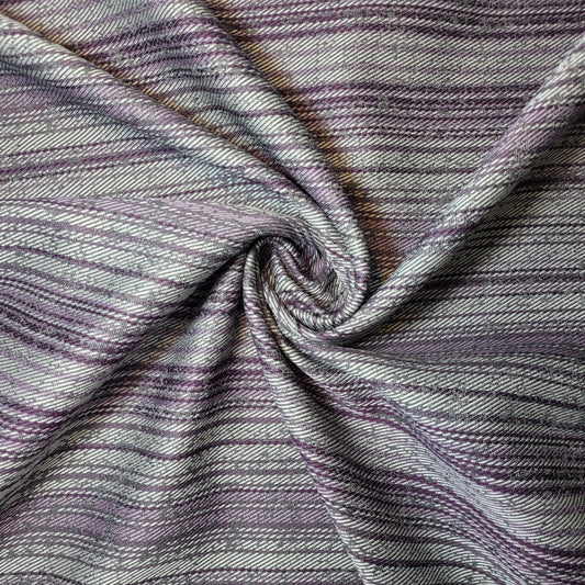 Silver Lilac Tweed Stripe Fabric Medium Weight Curtain Soft Furnishing Fabric 58" By Meter