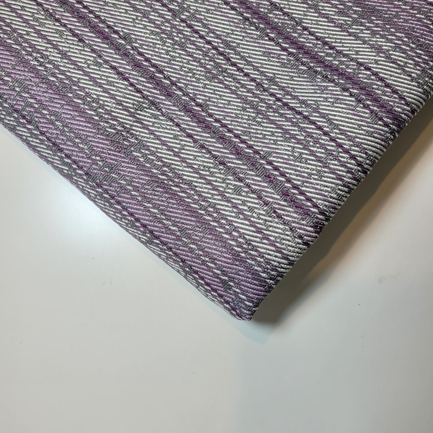 * Clearance * Geometric Stripes & Tartan Chenille Tapestry-Inspired Medium to Heavyweight Curtain & Upholstery Fabrics – 58" Wide",  Sold by the Meter (Silver Lilac Tweed)