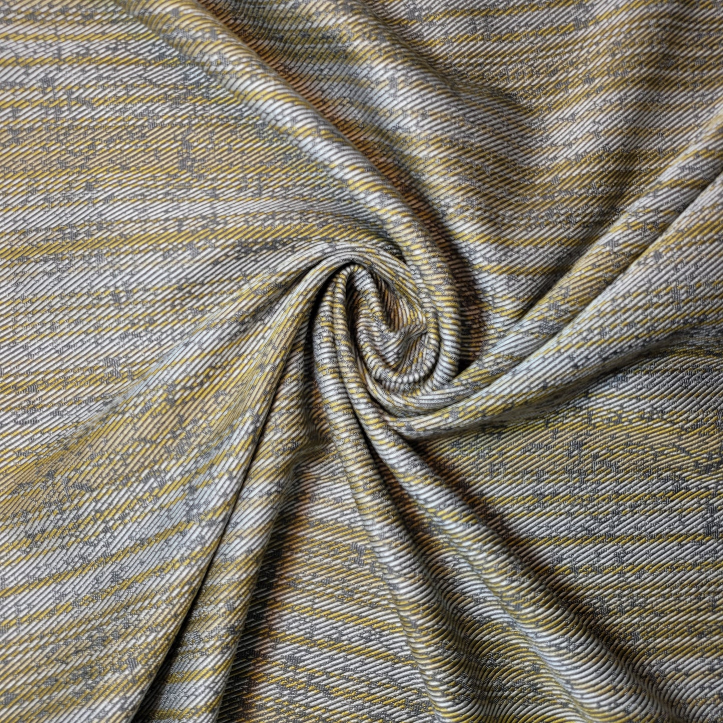 * Clearance * Geometric Stripes & Tartan Chenille Tapestry-Inspired Medium to Heavyweight Curtain & Upholstery Fabrics – 58" Wide",  Sold by the Meter (Silver Mustard Tweed)