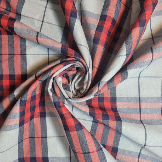 Silberroter 100% Baumwolle Tartan Check Plaid / Streifen Kleiderstoff Bastel-Quiltmaterial 58" Meterware