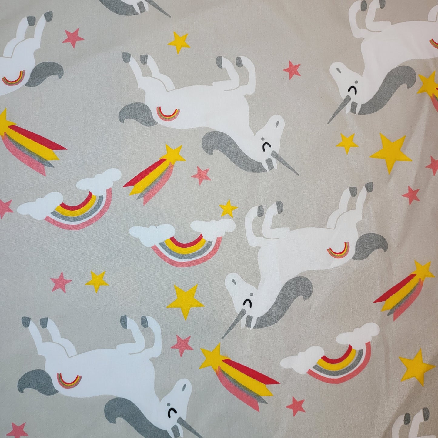 Silver Unicorn 100% Cotton Organic Craft Dress Quilting Fabric 44" By The Meter