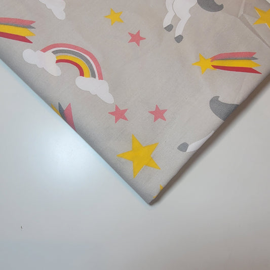 Silbernes Einhorn, 100 % Baumwolle, Bio, Bastelstoff, Kleider, Quiltstoff, 111,8 cm, Meterware