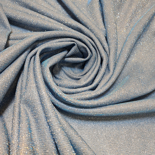 Himmelblauer, schimmernder, mondlichtglänzender, dehnbarer Glitzer-Nylon-Hintergrundstoff, Sternenstaub-Stoff, 147,3 cm