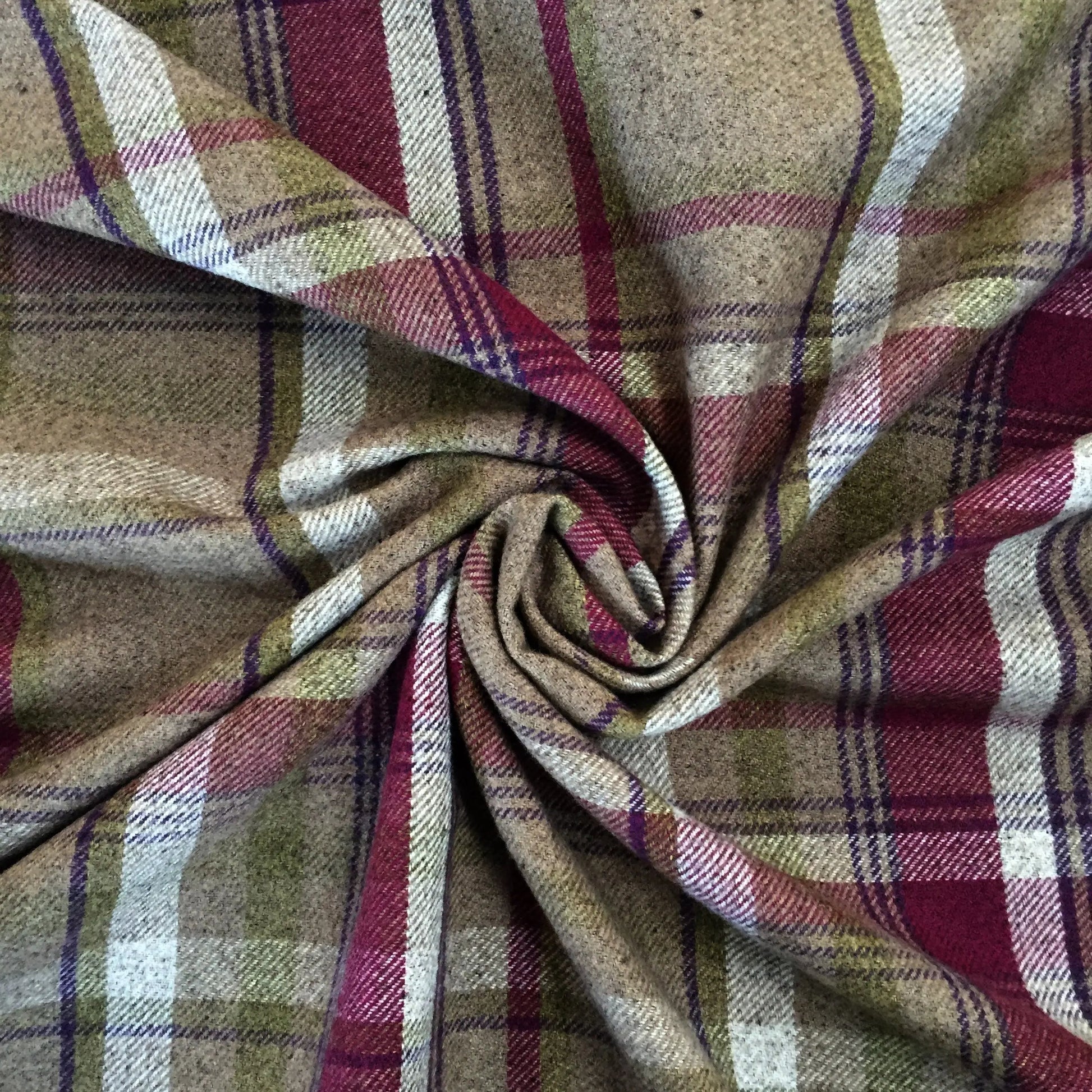 Luxury Weight Faux Wool Effect Tartan Fabric | Heavy 380gsm Upholstery & Coat Fabric 55" (140cm) Wide – Sold by the Meter