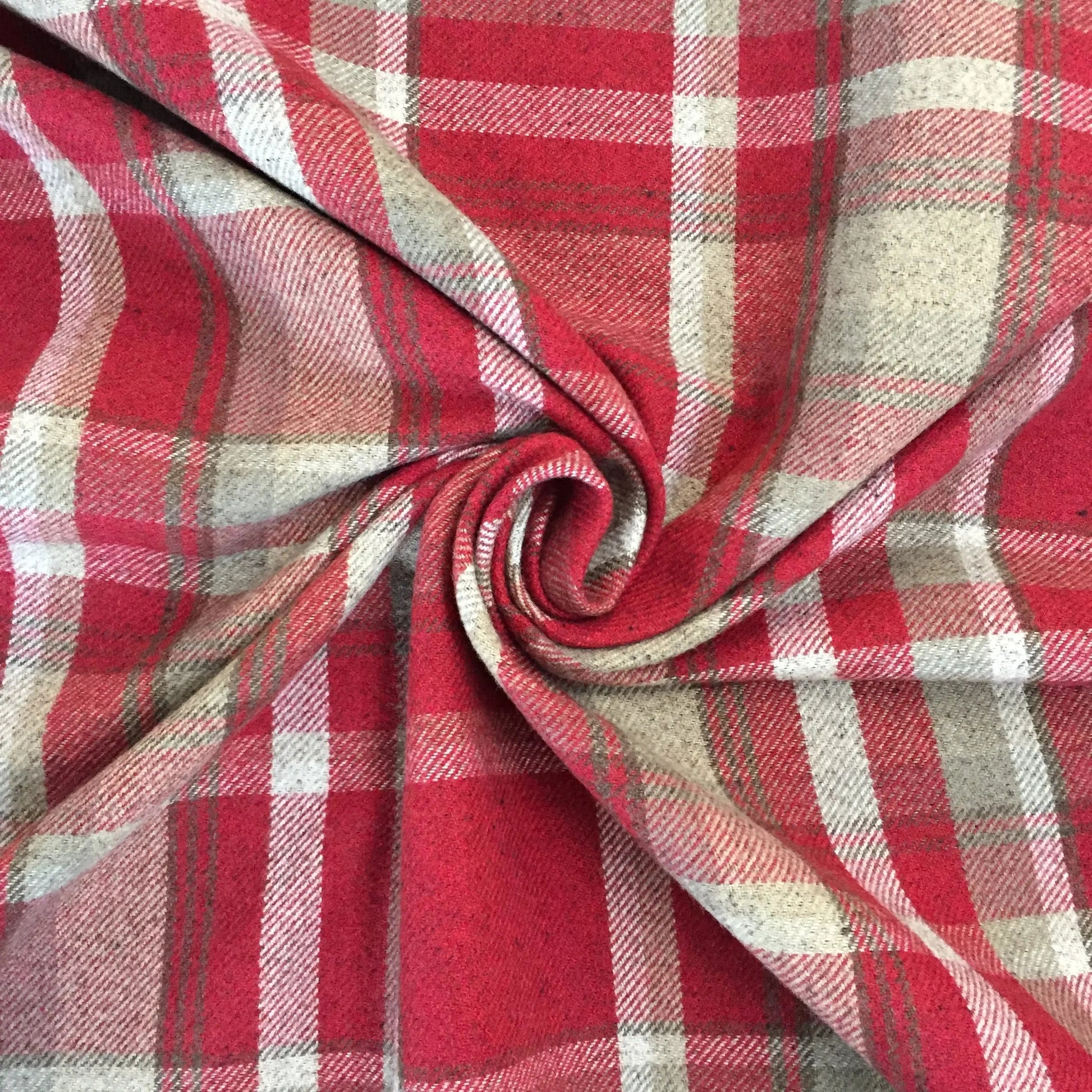 Luxury Weight Faux Wool Effect Tartan Fabric | Heavy 380gsm Upholstery & Coat Fabric 55" (140cm) Wide â€“ Sold by the Meter
