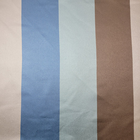 Stone Blue Brown Stripe Satin Polyester Medium Weight Material Curtain & Upholstery Fabrics – 58" Wide" Sold by Meter