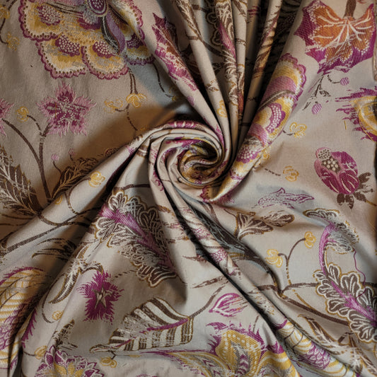 Stone Floral Bloom Brocade Material Curtain Soft Furnishing Fabric 58" By The Meter