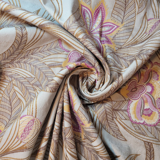 Stone Tropical Jungle Floral Jacquard Brocade Medium Weight Curtain & Upholstery Fabrics 58" Wide by the Meter