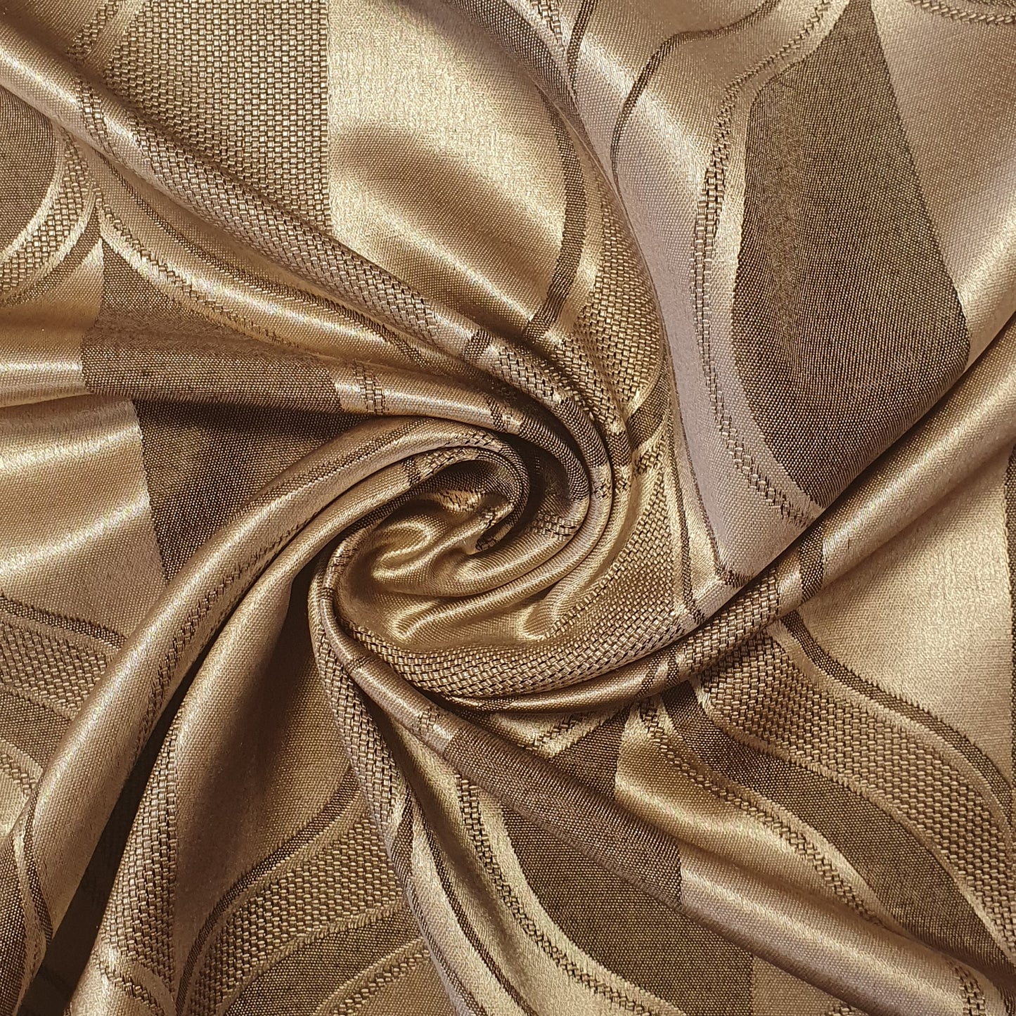 Luxurious Satin Jacquard Floral Upholstery Fabric – 58" for Curtains and Dressmaking (Taupe Curve)