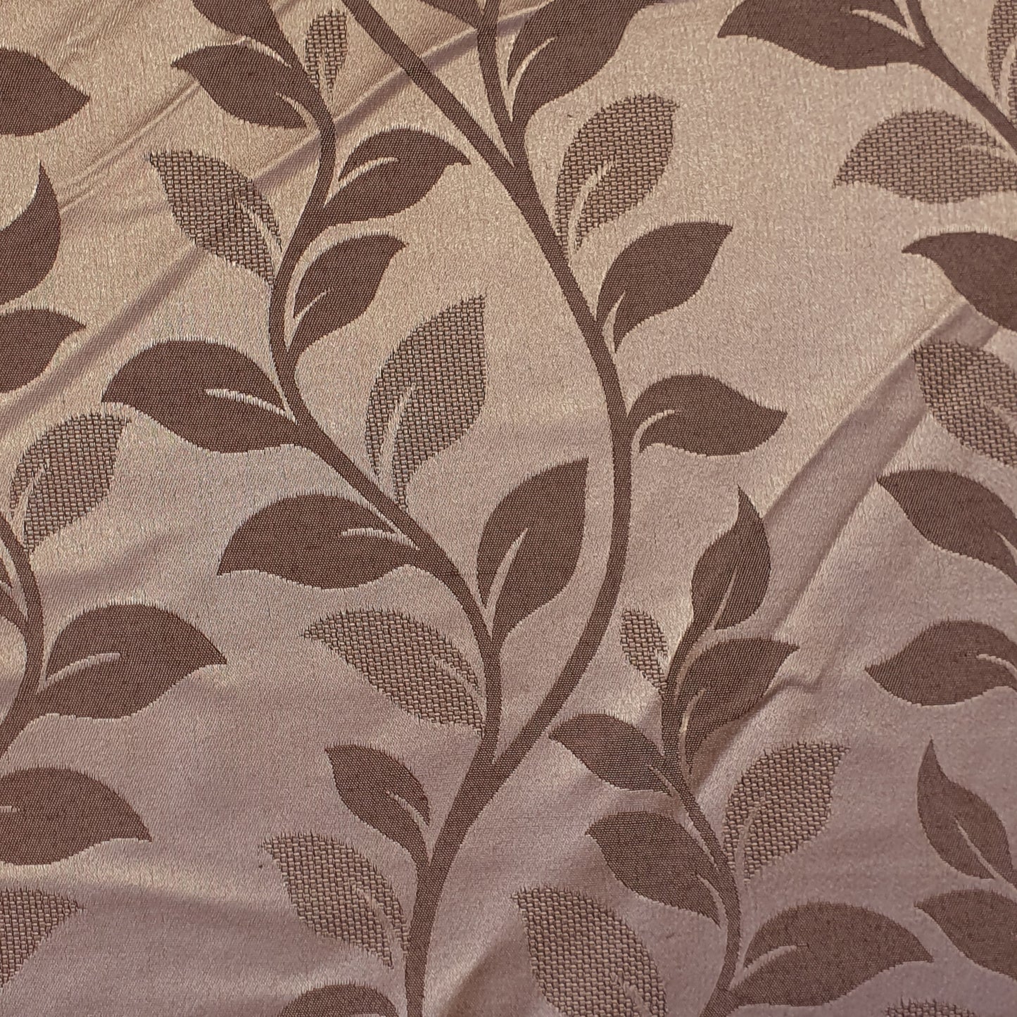 Luxurious Satin Jacquard Floral Upholstery Fabric – 58" for Curtains and Dressmaking (Taupe Ivy)