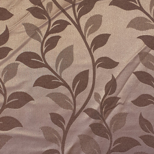 Luxurious Satin Jacquard Floral Upholstery Fabric – 58" for Curtains and Dressmaking (Taupe Ivy)