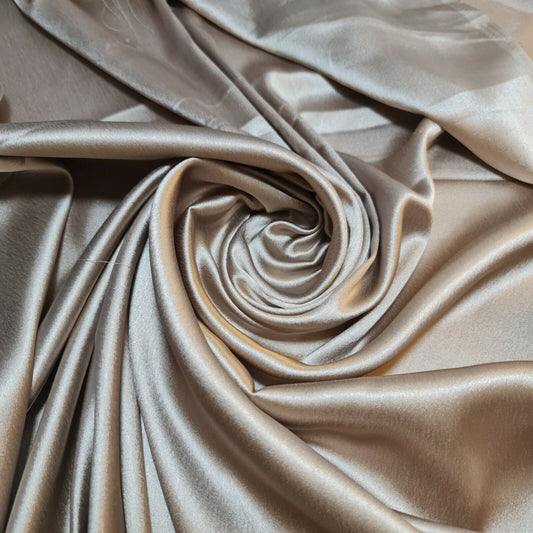 Taupe Glossy Charmeuse Silky Material Bridal Dress Craft Wedding Event Decor Polyester Fabric 44" Wide ( 23 Meter Roll )