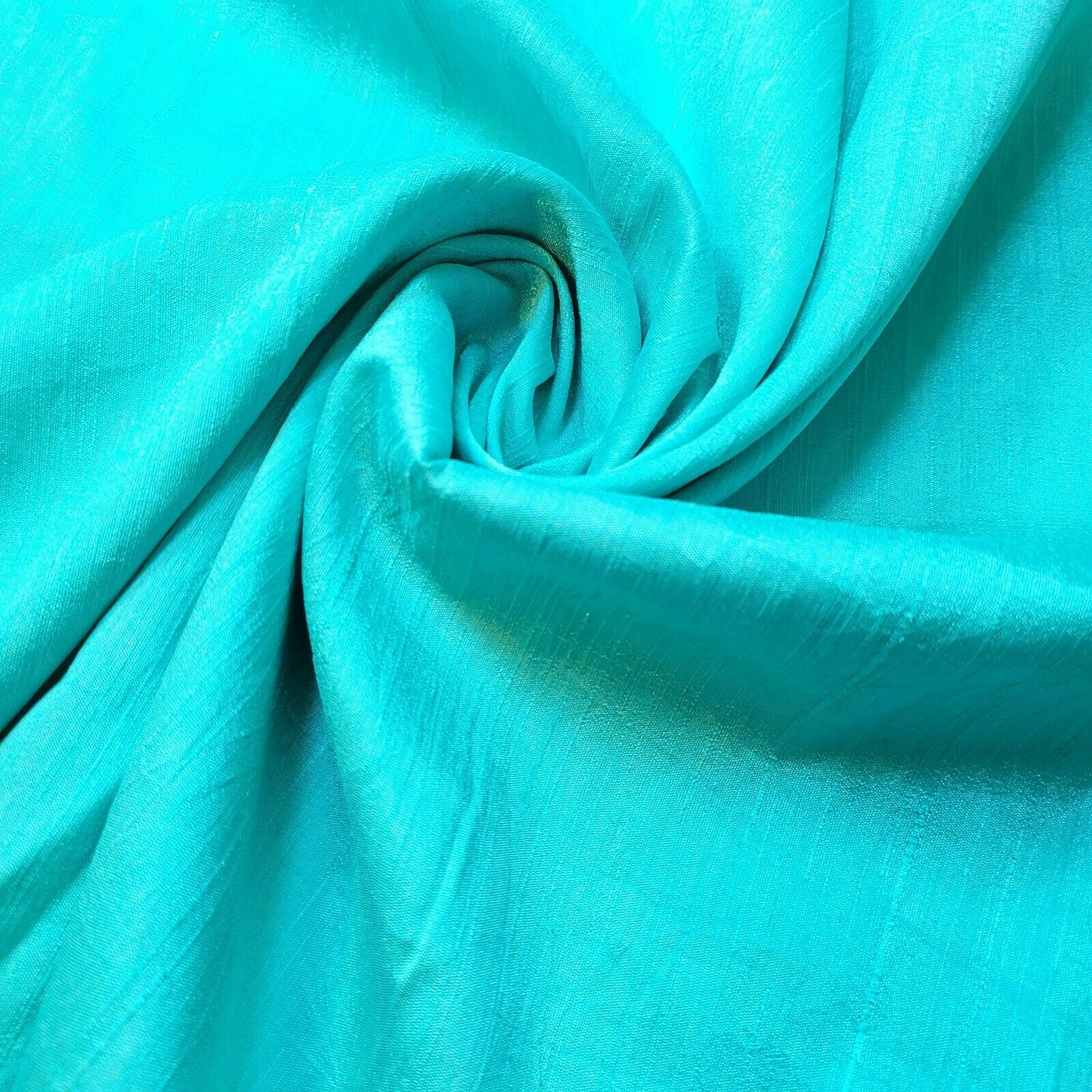 Turqouise Raw Silk Faux Dupion 100% Polyester Upholstery Fabric Bridal Material 44" By The Meter