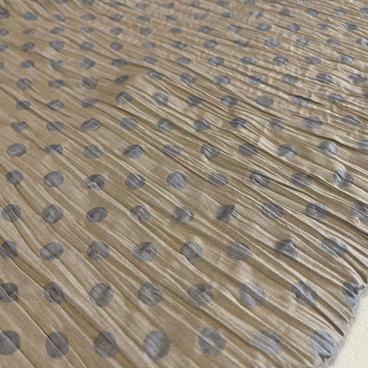 Tan Polka Dot 100% Cotton Crush Fabric Crinkle Craft Dress Costume Material 50 " By The Meter