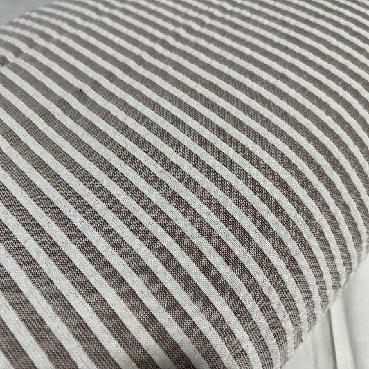 Taupe 100% Cotton Seersucker Fabric Crush Stripe Costume Craft Dress Material 44" By The Meter
