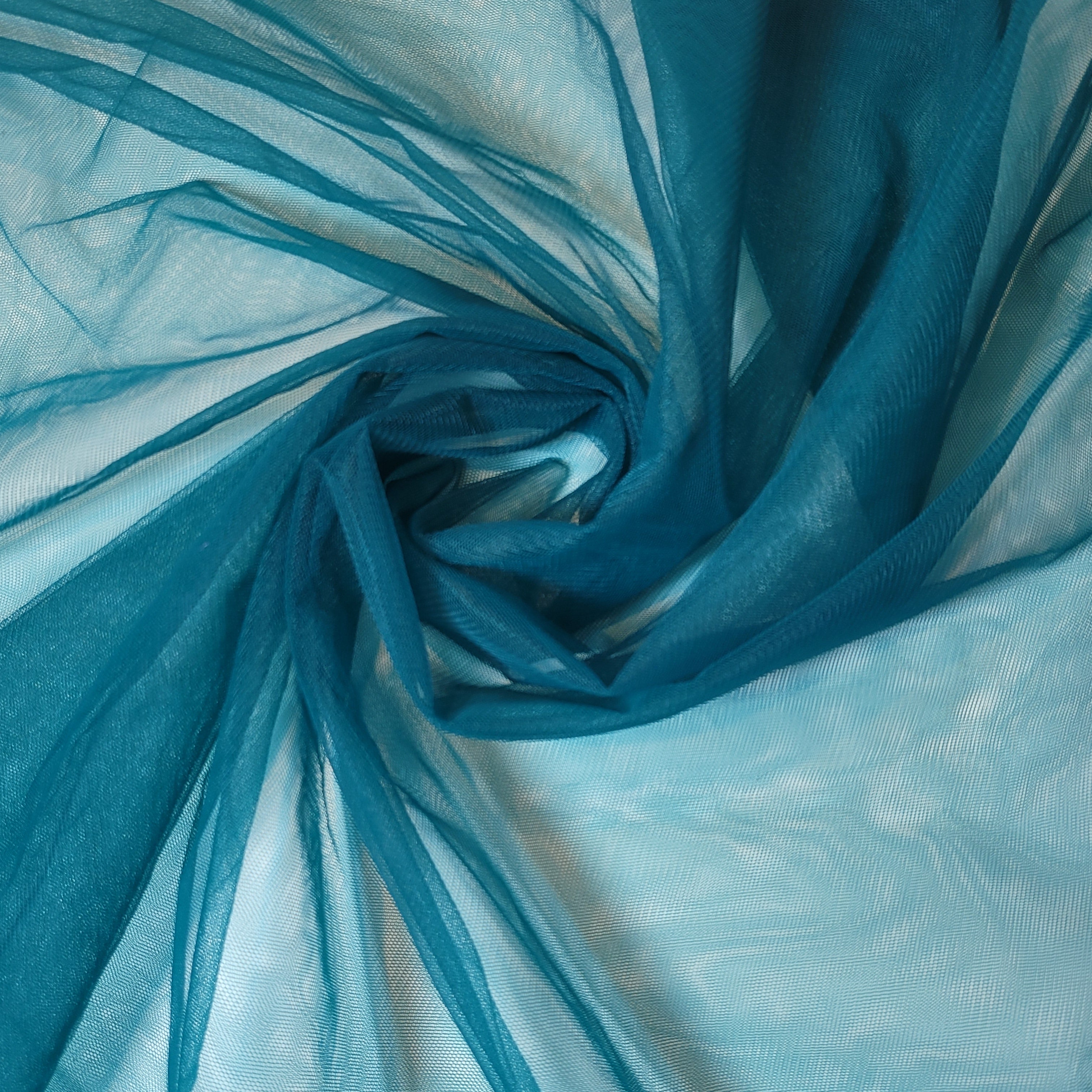 Teal Premium Soft Plain Sheer Tulle Net Fabric Tutu Fairy Veil Bridal ...