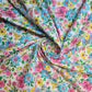 Turquoise Wild Floral 100% Cotton Organic Craft Dress Quilting Fabric 44" By The Meter