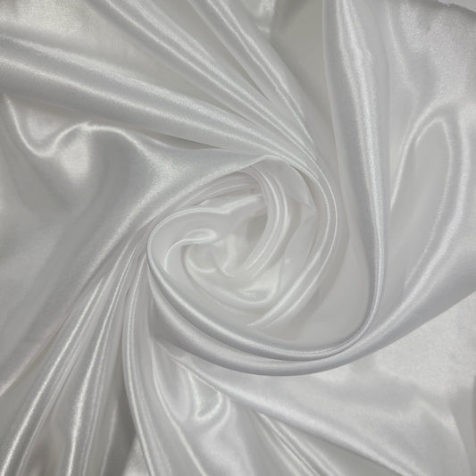 White Plain Silky Satin Fabric Dress Craft Wedding Costume Lining Material 58" -By The Meter