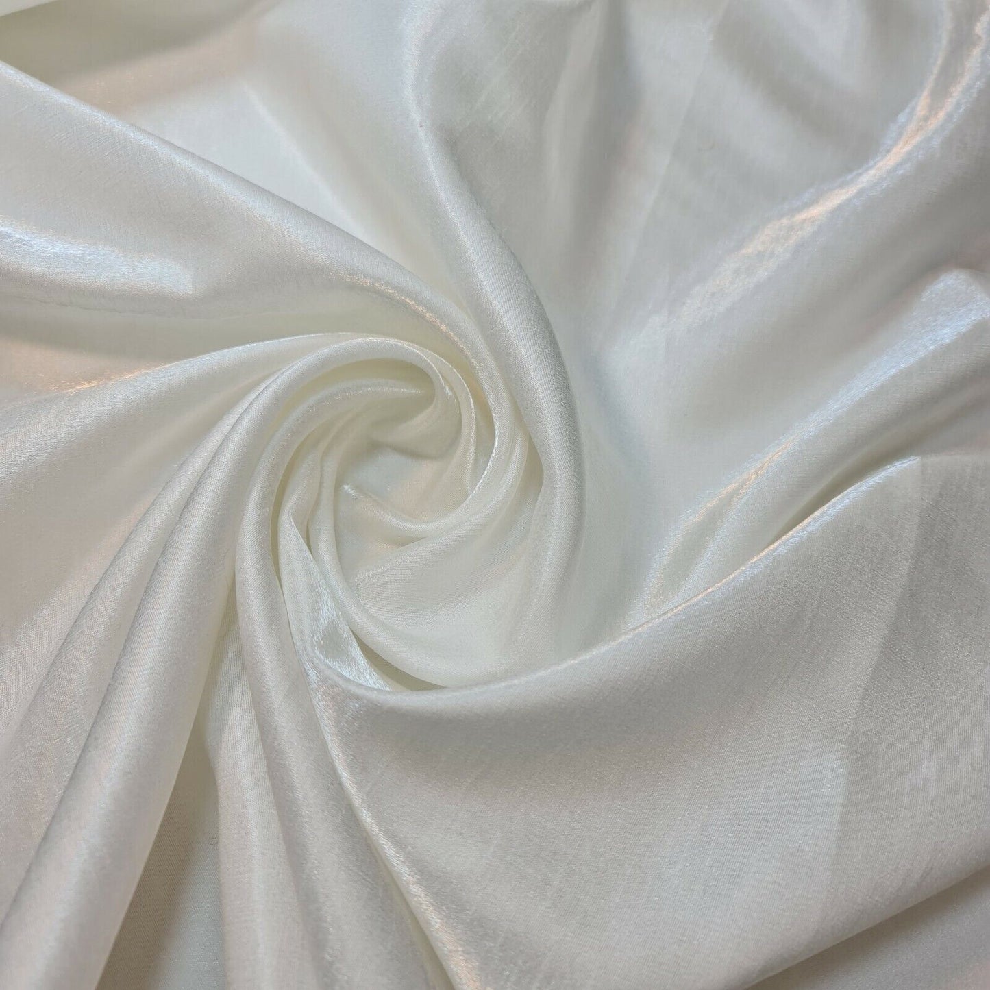 White Ivory Plain Poly Faux Dupion Silk Material Shiny Dress Craft Patchwork Fabric 44" (25 Meter Roll)