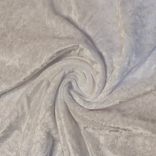 White Plain Crushed Velvet Fabric Material Stretch Velour 58" / 150cm wide by the Meter