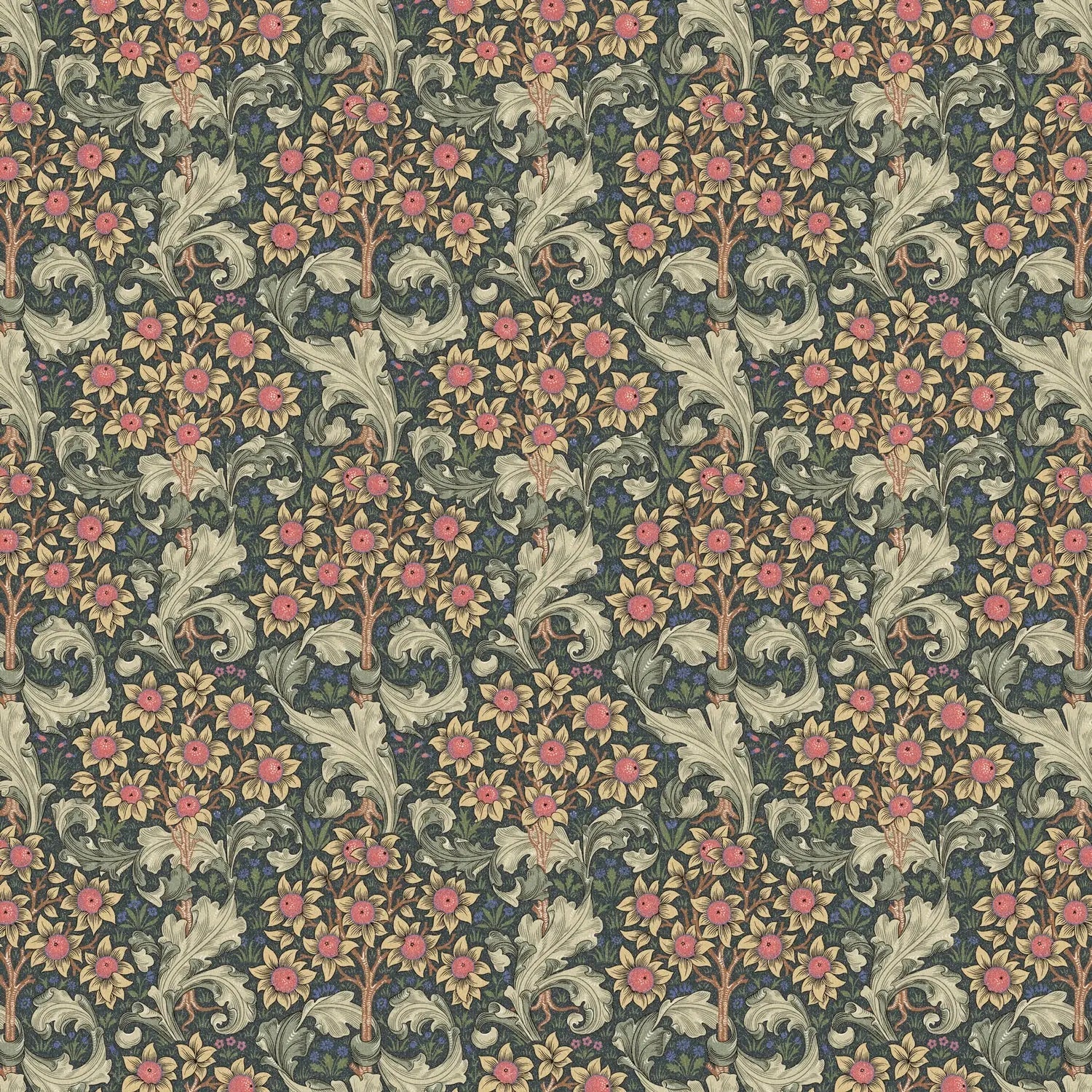 William Morris 100% Cotton Furnishing Weight Side-Matching Printed Panama Fabric | European Produced 55" (140cm) Wide 220gsm – Sold by the Meter