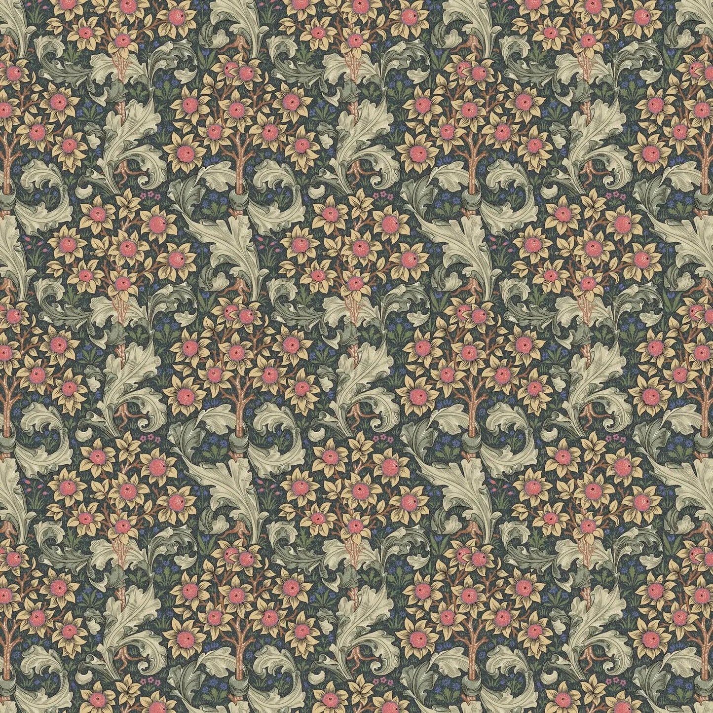 William Morris 100% Cotton Furnishing Weight Side-Matching Printed Panama Fabric | European Produced 55" (140cm) Wide 220gsm â€“ Sold by the Meter