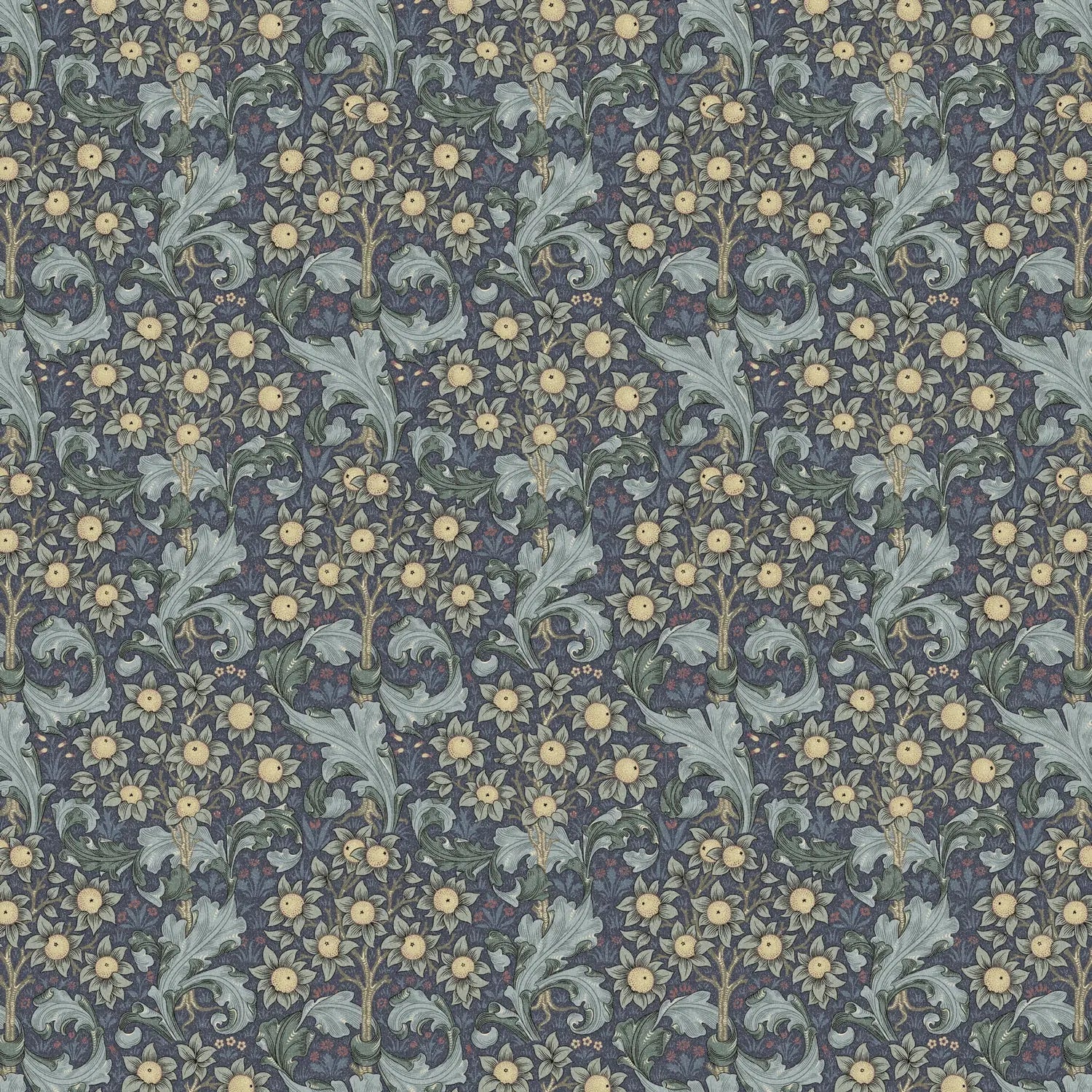 William Morris 100% Cotton Furnishing Weight Side-Matching Printed Panama Fabric | European Produced 55" (140cm) Wide 220gsm – Sold by the Meter