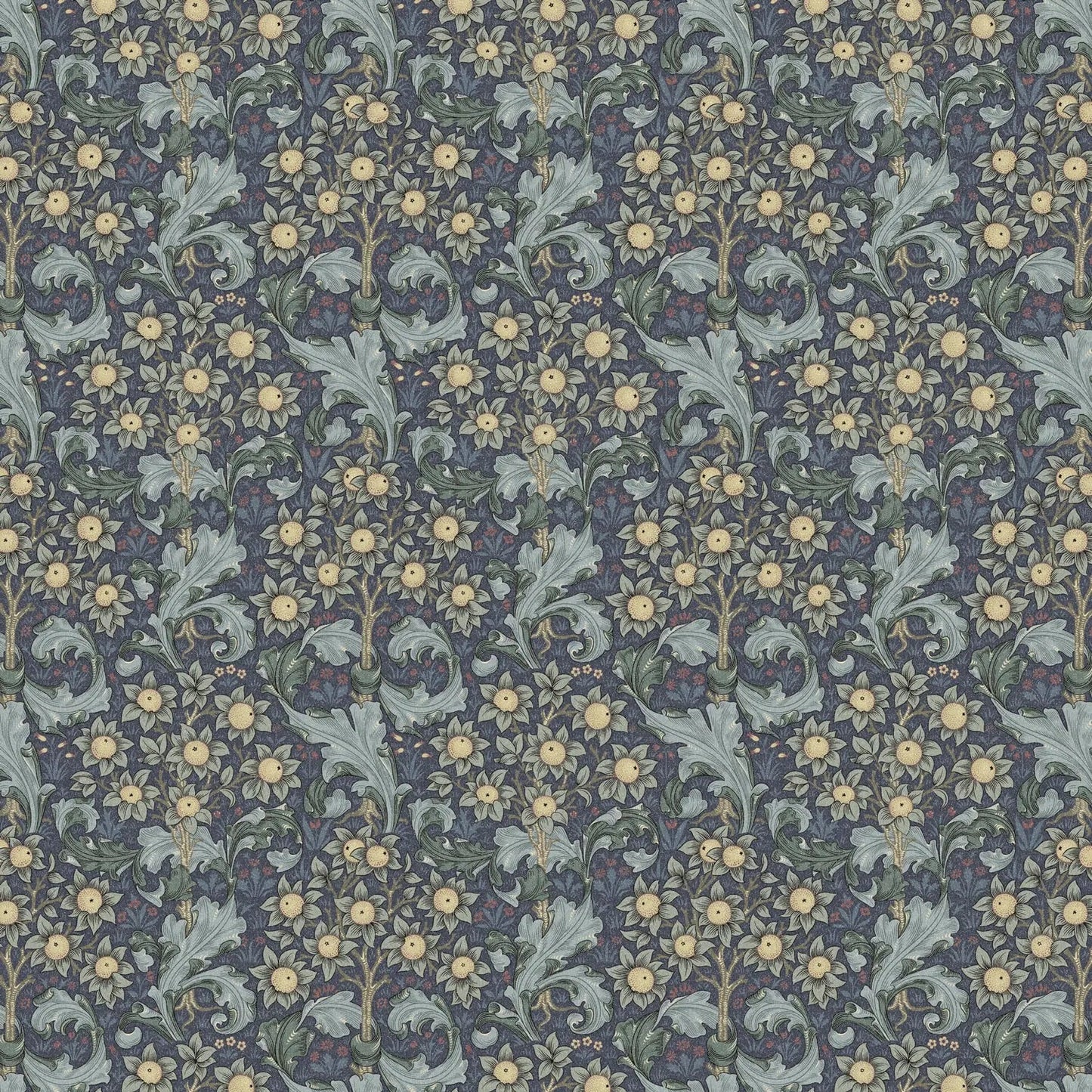 William Morris 100% Cotton Furnishing Weight Side-Matching Printed Panama Fabric | European Produced 55" (140cm) Wide 220gsm â€“ Sold by the Meter