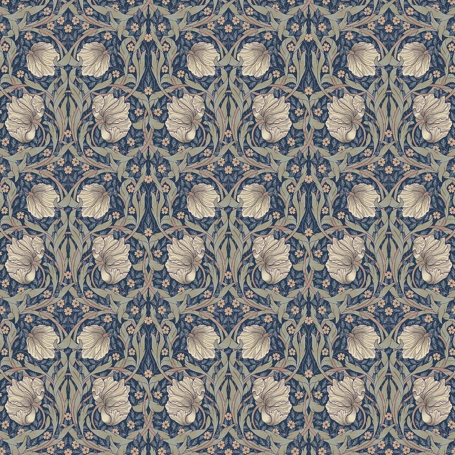 William Morris 100% Cotton Furnishing Weight Side-Matching Printed Panama Fabric | European Produced 55" (140cm) Wide 220gsm â€“ Sold by the Meter