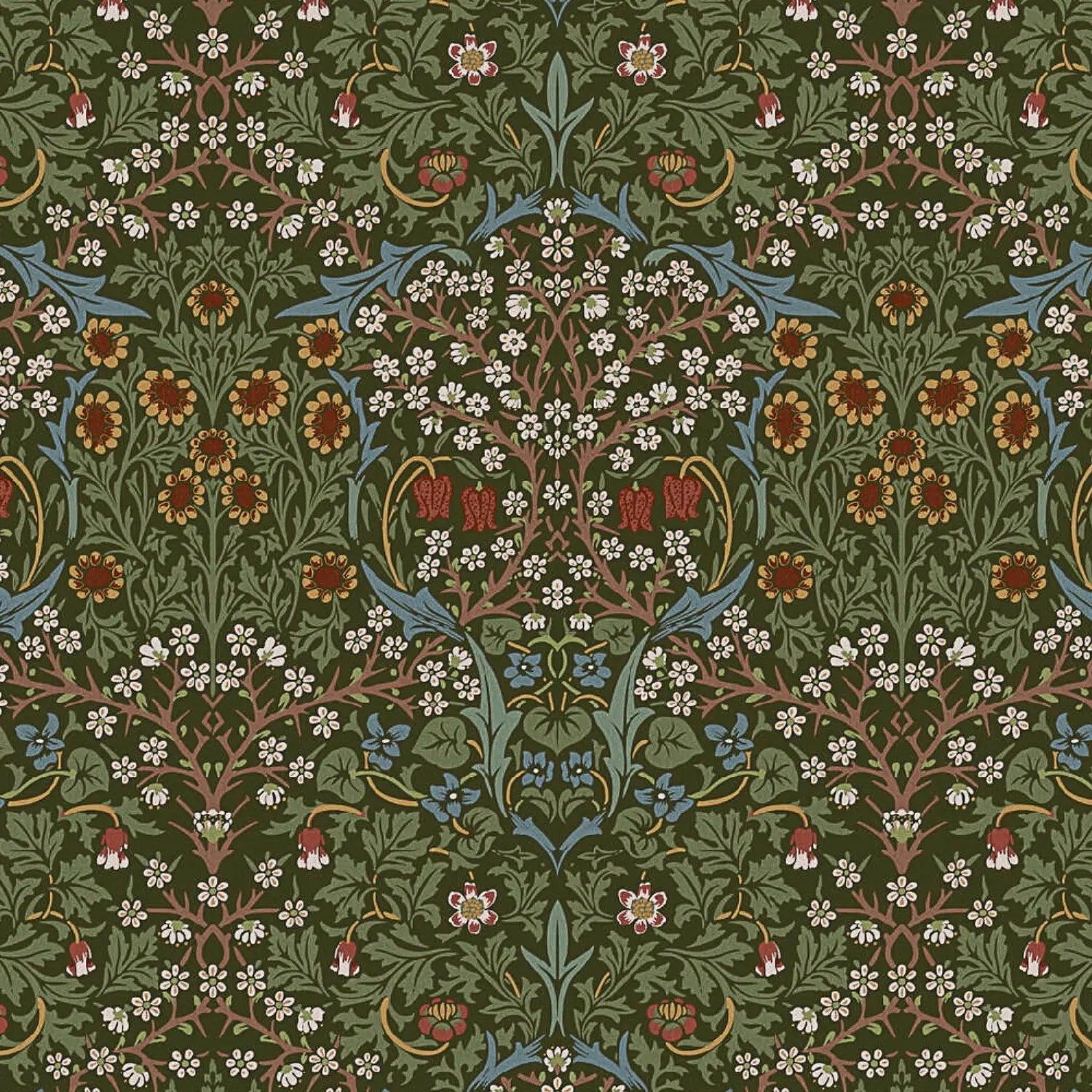 William Morris 100% Cotton Furnishing Weight Side-Matching Printed Panama Fabric | European Produced 55" (140cm) Wide 220gsm â€“ Sold by the Meter