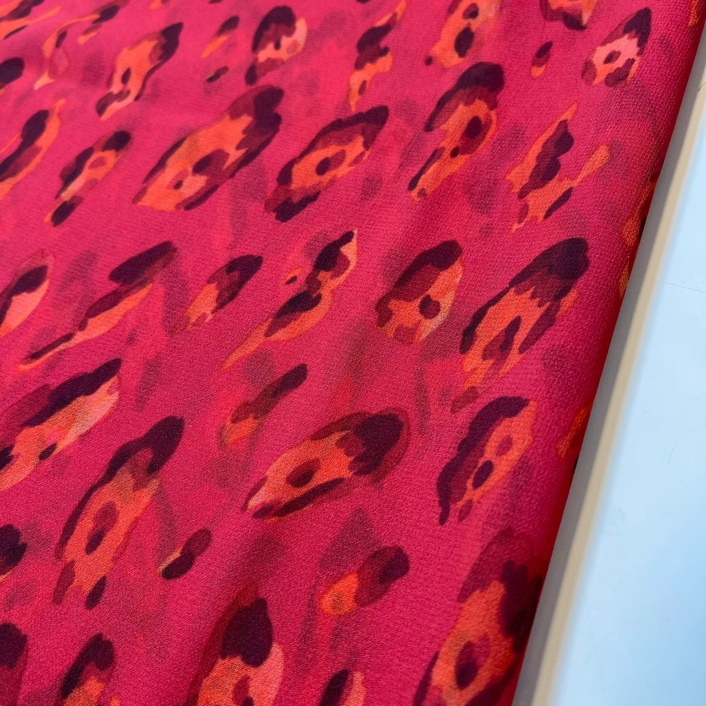 Red Leopard Crepe Chiffon Sheer Material Dress Craft Decor Fabric 44" By The Meter