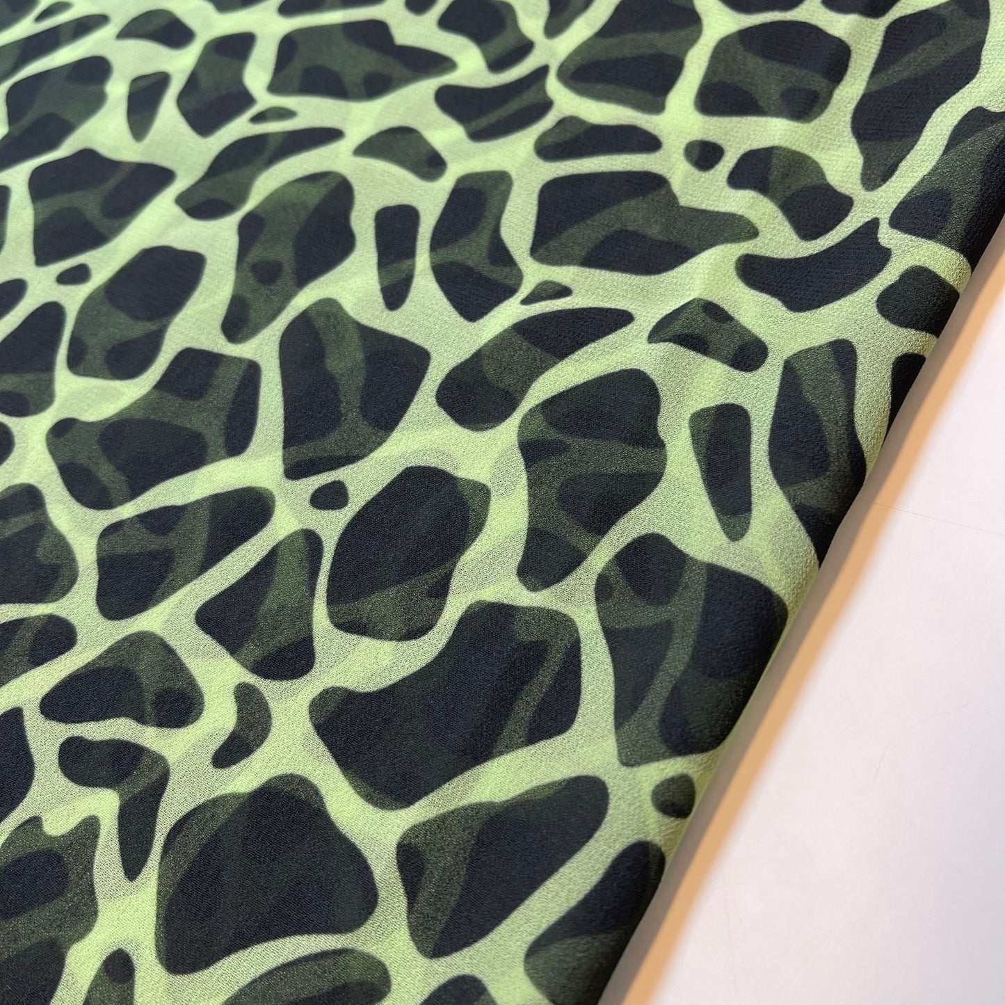 Lime Leopard Crepe Chiffon Sheer Material Dress Craft Decor Fabric 44" By The Meter