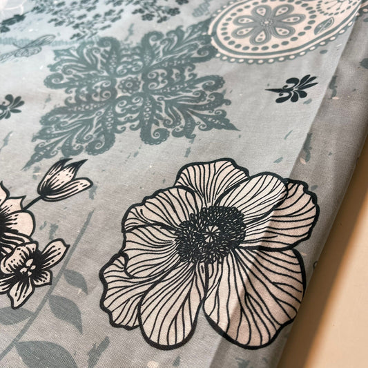 Duck Egg Floral Polycotton Sheeting Material Extra Wide 90" Craft Quilting Fabric Meter (Copy)