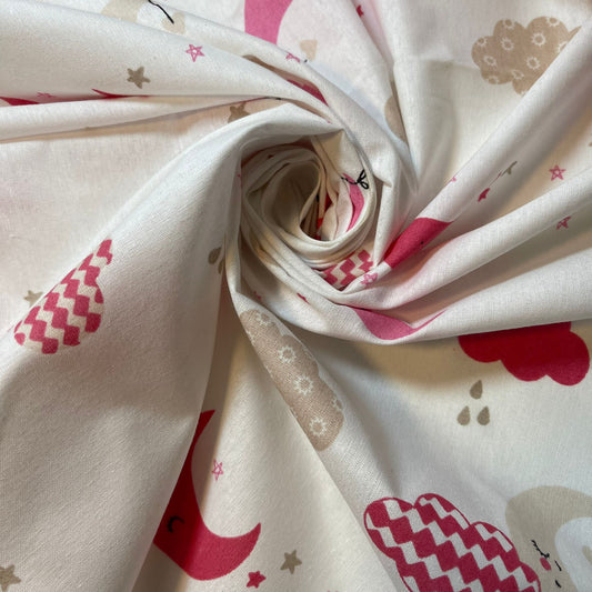 Moon Stars Polycotton Sheeting Material Extra Wide 90" Craft Quilting Fabric Meter