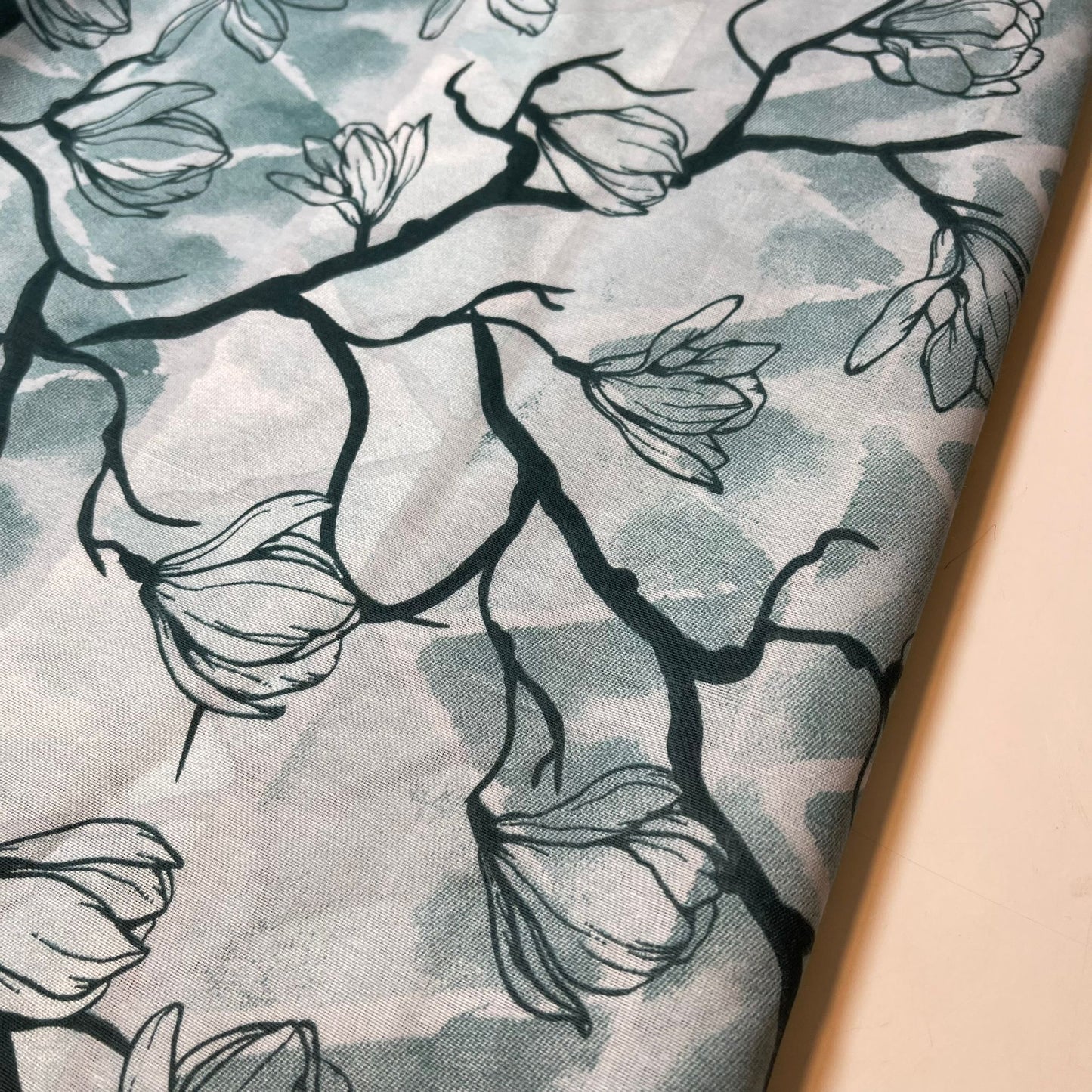 Tree & Branches Grey Floral Polycotton Sheeting Material Extra Wide 90" Craft Quilting Fabric Meter