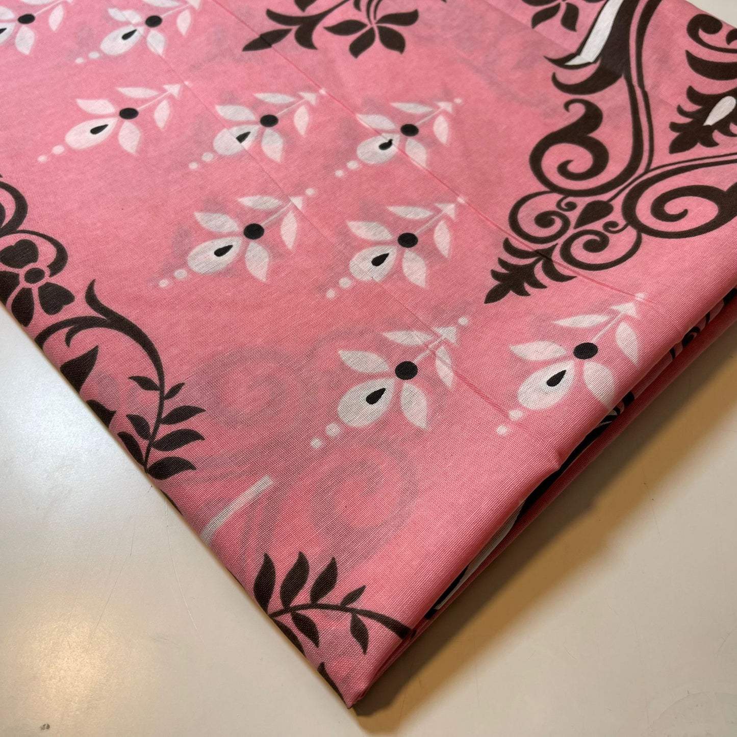 Pink Floral Polycotton Sheeting Material Extra Wide 90" Craft Quilting Fabric Meter