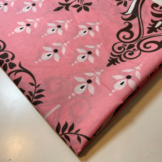 Pink Floral Polycotton Sheeting Material Extra Wide 90" Craft Quilting Fabric Meter