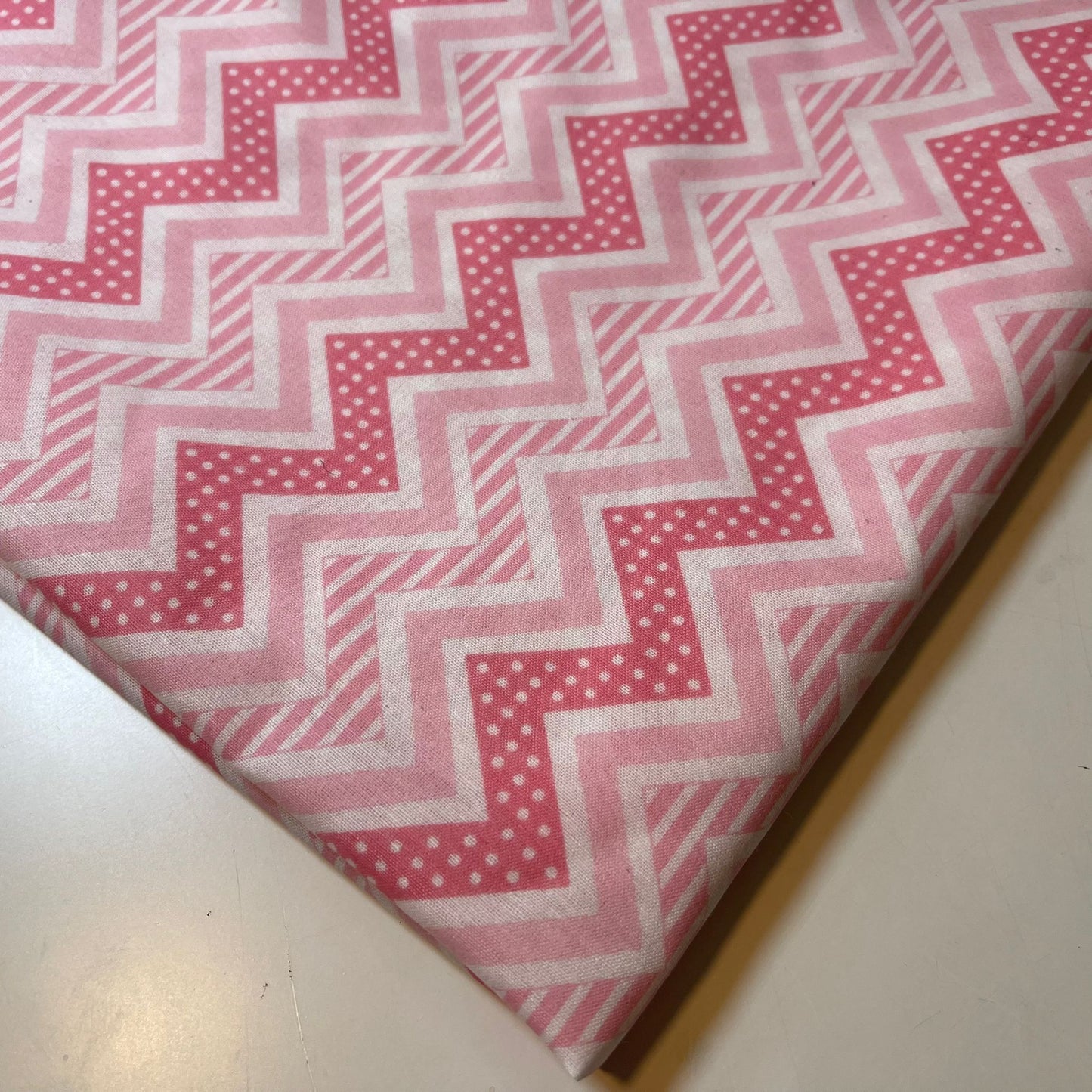 Pink Chevron Polycotton Sheeting Material Extra Wide 90" Craft Quilting Fabric Meter