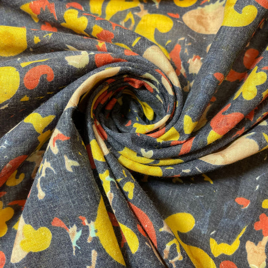 Navy Paisley Vintage Floral Printed Polycotton Soft Dress Craft Fabric 58" By The Meter