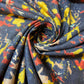 Navy Abstract Floral Printed Polycotton Soft Dress Craft Fabric 58" By The Meter