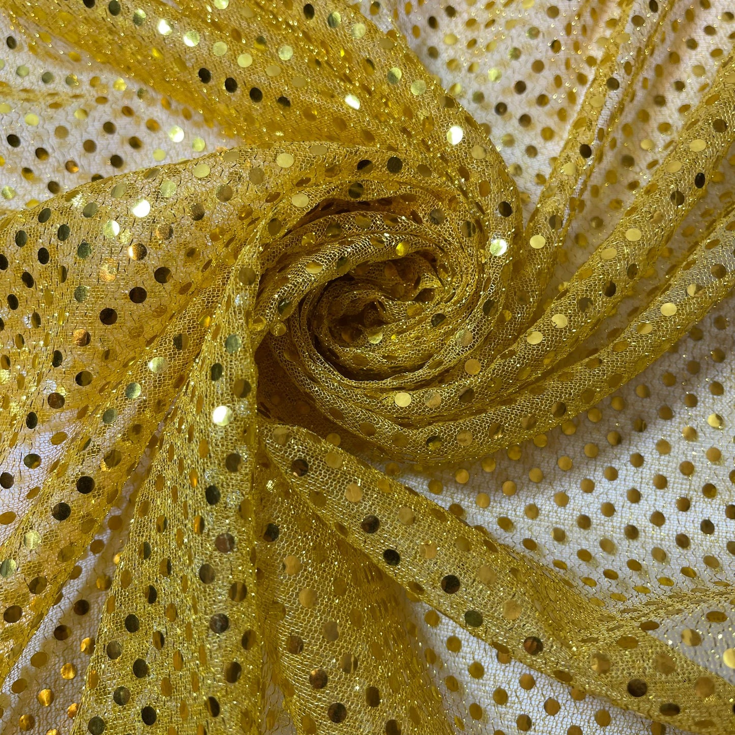 Yellow Sequin Nylon Jersey Fabric – 44″ Wide Dress Craft Costume Decor Material By The Meter