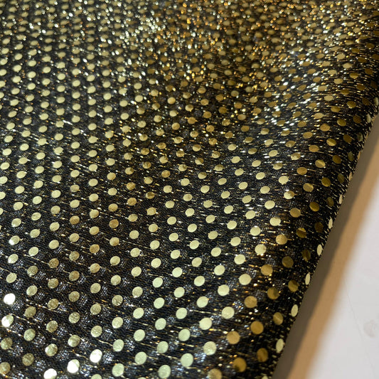 Black Gold Sequin Nylon Jersey Fabric – 44″ Wide Dress Craft Costume Decor Material By The Meter