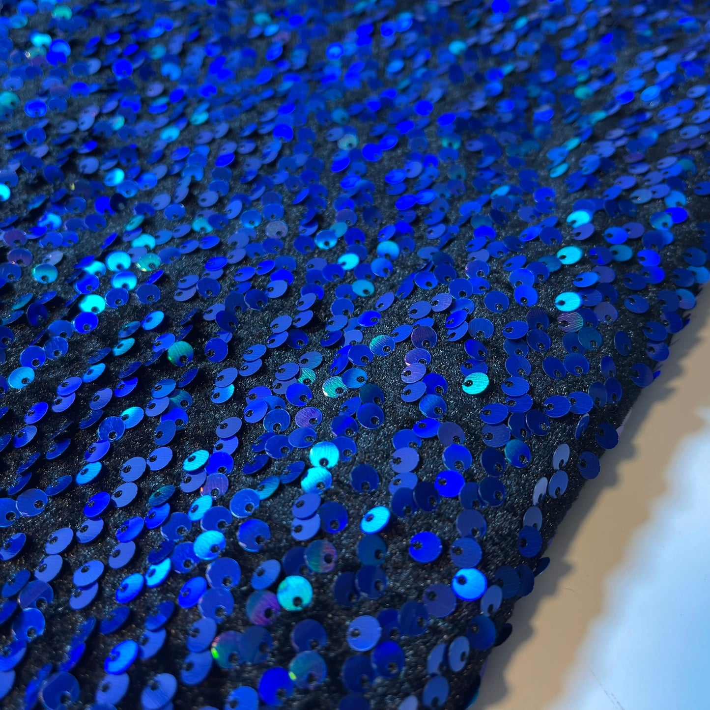 Royal Blue Sequin Velvet Embroidery Stretch Material Velour Craft Drape Dress Fabric 58" Wide By The Meter
