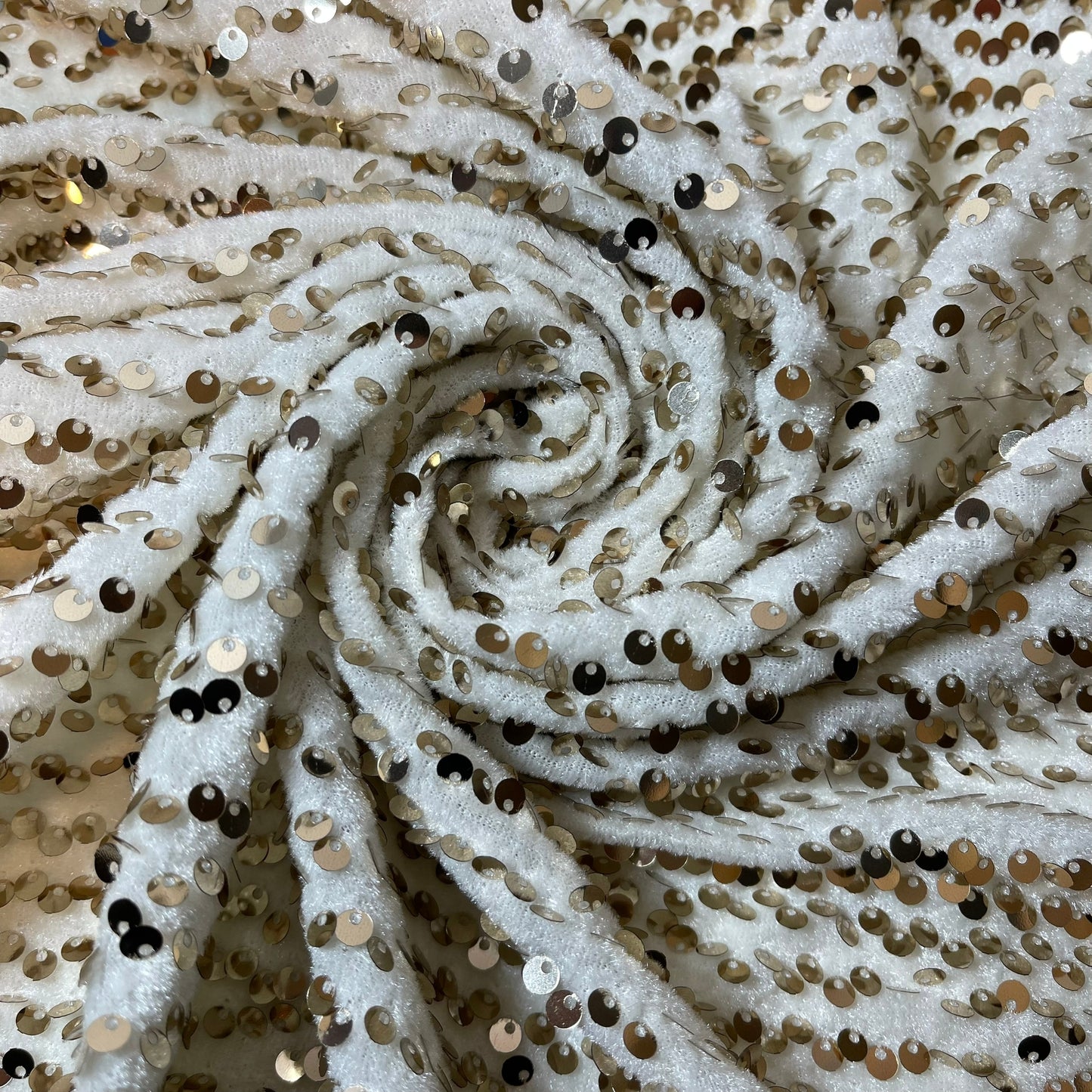 Ivory Sequin Velvet Embroidery Stretch Material Velour Craft Drape Dress Fabric 58" Wide By The Meter