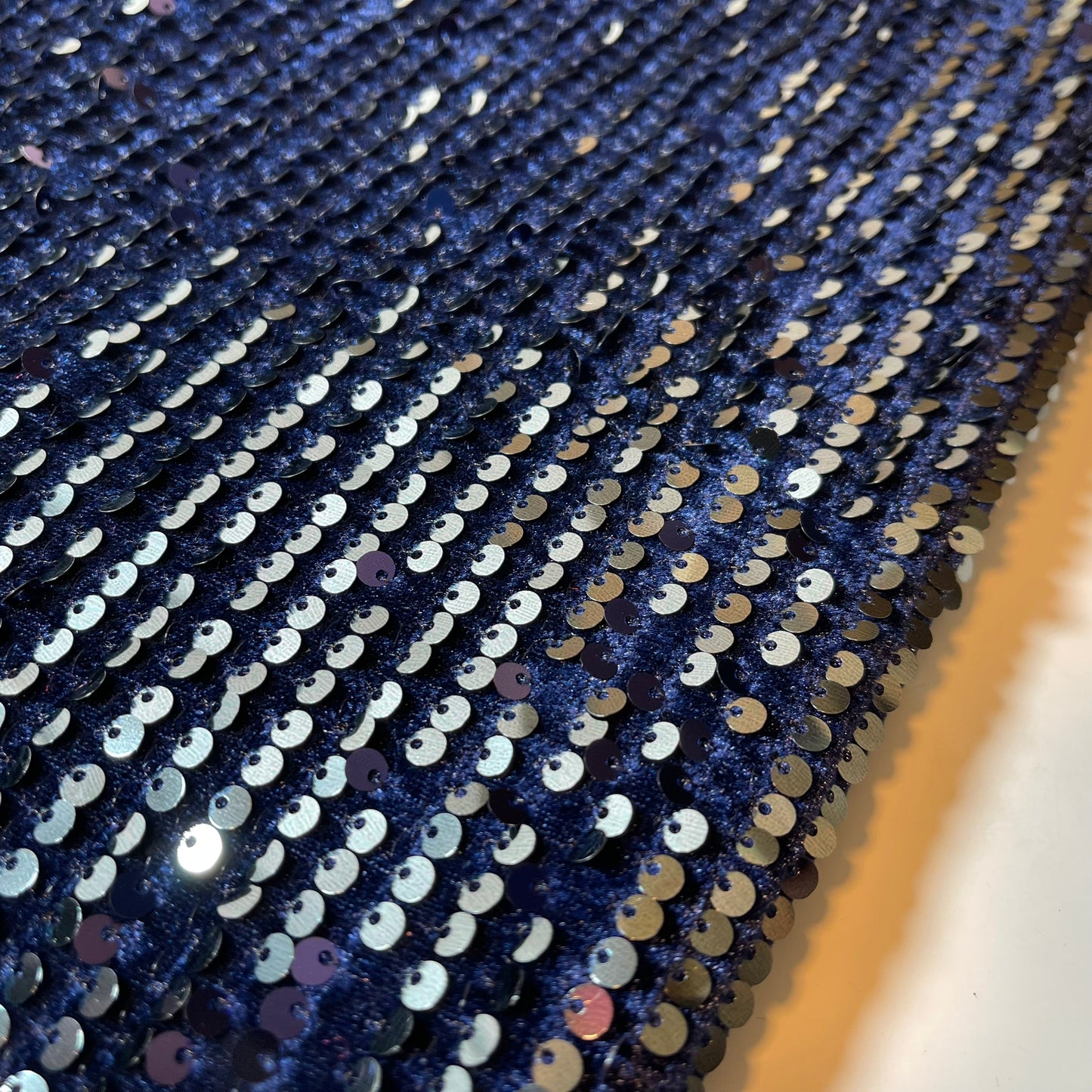 Navy Blue Sequin Velvet Embroidery Stretch Material Velour Craft Drape Dress Fabric 58" Wide By The Meter