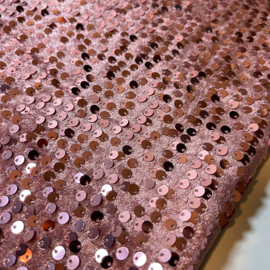 Winter Pink Sequin Velvet Embroidery Stretch Material Velour Craft Drape Dress Fabric 58" Wide By The Meter