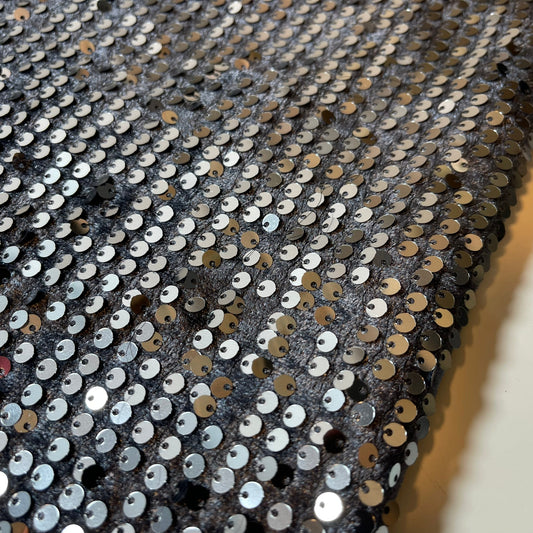 Grey Sequin Velvet Embroidery Stretch Material Velour Craft Drape Dress Fabric 58" Wide By The Meter