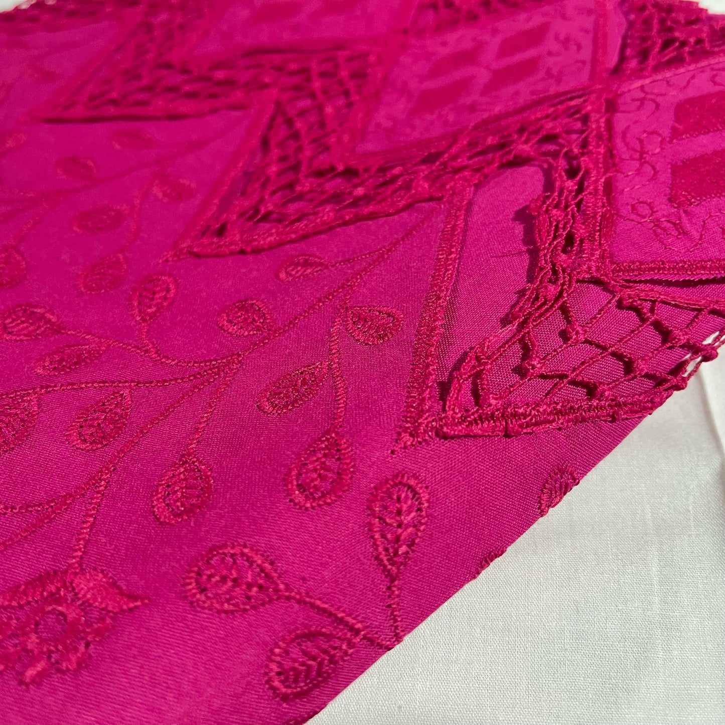 Hot Pink Cotton Floral Embroidery Fabric Lace Broderie Anglaise Dress Craft Material 44" By the Meter